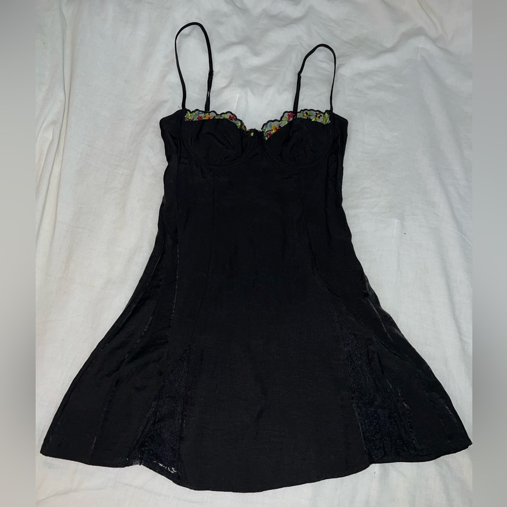 Princess Polly Black Dress with Floral Accents